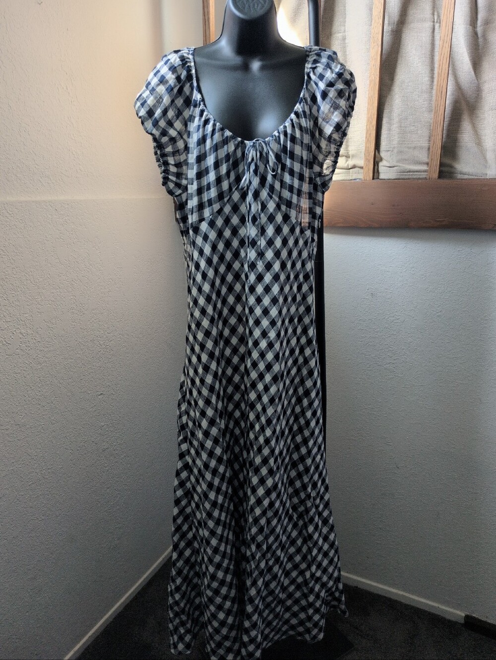 ✨Gap × DÔEN gingham linen midi dress In Blue Check Size XL - Picture 9 of 9